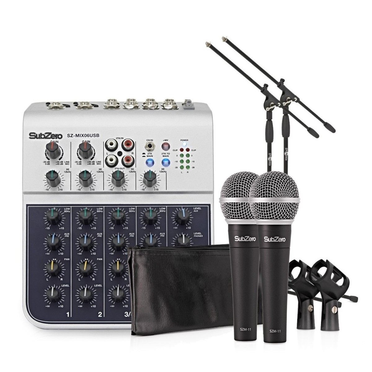 SubZero 6 Channel Mini Mixer and Microphones Bundle SubZero 6 Channel Mini Mixer and Microphones Bundle - Image 1