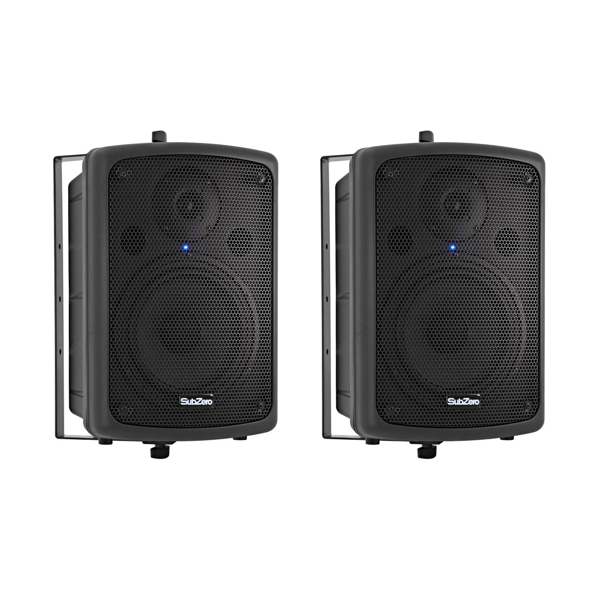 SubZero 80W 8" Active PA Speaker with Yoke Bracket, Pair SubZero 80W 8" Active PA Speaker with Yoke Bracket, Pair - Image 1